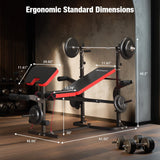 6-in-1 Foldable Weight Bench Set, 1695LBS Adjustable Workout Bench/Barbell Rack/Curl Pad, Bench Press, Leg Extension and Curl machine
