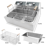 Deep Fryer with Basket, 22.6L/24QT Stainless Steel Countertop Electric Fryer for Home and Commercial Use, Oil Fryer with Temperature Control and Double Overheat Protection