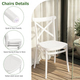 WOOW DEPOT 6 Pack X Back Plastic Stackable Outdoor Patio Chairs, White
