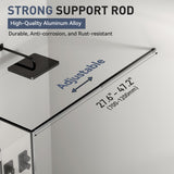 Findepot Fixed Shower Glass Panel 36" W × 75" H, 1/5"(5mm) SGCC Clear Tempered Glass Shower Door, Framed Bathroom Shower Screen, Matte Black, Adjustable Support Bars & 3 Pieces Divided Pattern