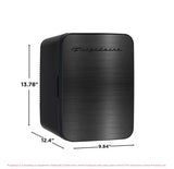 Frigidaire Mini Personal Fridge Cooler, Countertop, Holds Up to 10L/15 Cans, Brushed Black Stainless Rugged Design, Portable for Skincare, Makeup, Car, Office, Bedroom, Dorm Room, or Cabin