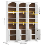 FACBOTALL 78" Tall Bookshelf, 5 Tier Large White Arched Bookcase with Door