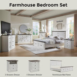 Aitjunz 26" Tall Farmhouse Nightstand Set of 2, 3 Drawers End Table w/Charging Station, 23.6" Wide Large Side Table w/Roman Column, Wood Rustic Sofa Table for Bedroom, White