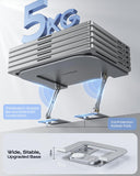 Meifigno Laptop Stand for Desk with Wireless Charging Station Base, Foldable Aluminum MacBook Stand