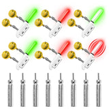 DunkTeam 6PCS Night Fish Strike Alert Glow Stick Alert, Fishing Bite Alarm, LED Fishing Alarm with Bell, Fishing Glow Sticks with 8PCS CR425 Battery
