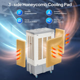Bonnlo 9000 CFM Commercial Swamp Cooler, 3-In-1 Portable Evaporative Air Cooler, Cooling Fan with 34.3 Gal Water Tank, 3 Speeds, 4 Ice Packs for Outdoor Use