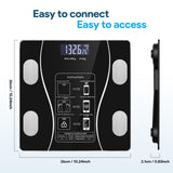 Smart Weighing Scale, Bluetooth Smart Body Fat Scale, accurately Measures Weight, Body Fat Percentage, Muscle Mass Percentage, BMI, and Other Body Metrics. (Black)