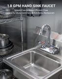 Phivan Commercial Sink Faucet Wall Mount 4" Center Hand Sink Faucet - 3-1/2" Gooseneck Spout, Dual Lever Handles for Commercial Kitchen, Laundry/Utility Room, Restaurant | Brass Body, Ceramic Valve