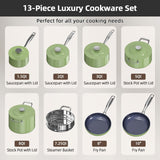 Nuwave Lux 13pc Forged Lightweight Nonstick Ceramic Cookware Set, PFAS-Free