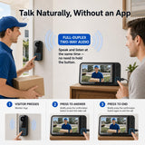 TKMARS Doorbell Camera Wireless No Subscription with 4.5" Monitor Screen