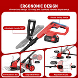 20000RPM Electric Weed Wacker Cordless with Wheel, 6000mAh Electric Weed Eater Battery Powered,4-in-1 Brush Cutter/String Trimmer/Grass Trimmer/Edger,Stringless Weed Trimmer,2 Battery