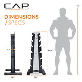 CAP 210 lb Rubber Coated Hex Dumbbell Set with Vertical Rack, Space-Saving Storage for Home Gym Strength Training, Chrome Handle, Silver Rack