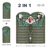 POEPORE 0 Degree Sleeping Bag 100% Cotton Flannel XXL Cold Weather Winter Oversized Sleeping Bag for Adults Camping Zero Degree Big and Tall with Compression Sack