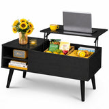 WLIVE Lift Top Coffee Table with Hidden Storage, Adjustable Shelf, Black