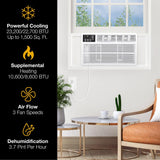 Whirlpool 23,200 BTU 230V Window Air Conditioner with Supplemental Heat, Window Mounted AC Unit with Heater for Apartment, Living Room, Bedroom, Large Rooms up to 1500 Square Feet