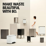 Brabantia Bo Step-On 8 Gallon Square Trash Can | Soft Beige | Light-Pedal, Soft-Close Kitchen Trash Can, Removable Inner Bucket, Non-Slip Base | Sample Trash Bags Included