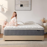 Queen Size Mattress 14 Inch, Hybrid Mattresses in a Box, Medium Firm Individual Pocket Springs Fiberglass Free Breathable and Stress-Relieving CertiPUR-US 80" x 60"