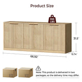 Evermagin 67" Fluted Oak Buffet Cabinet with Storage