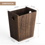 Wood Trash Can Small Wastebasket Rectangular Garbage Bin, Brown