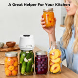 Newise Upgraded 3-in-1 Electric Mason Jar Vacuum Sealer, Automatic Vacuum Sealer Kit with Wide and Regular Mouth Mason Jars, Canning Gifts, White