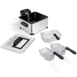 ORALNER Deep Fryer with Basket, Electric Deep Fryer w/View Window, 3 Frying Baskets, Cool Touch Handle, 21-Cup/5.3Qt Oil Fryer w/Timer, Adjustable Temperature, Home Deep Fat Fryers, Silver (5.3 QT)