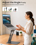 Height Adjustable Laptop Stand for Desk, Dual Foldable Aluminum Computer Riser