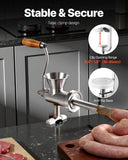 VEVOR Manual Meat Grinder, 304 Stainless Steel Hand Crank Meat Mincer with Steel Table Clamp, Sausage Stuffer with 2 Cutting Plates & 4 Sausage Tubes, Food Grinder for Beef Chili Pork Kitchen Tabletop