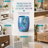 Escenzy Mermaid Bathroom Trash Can, Handmade Mosaic Glass 1.3 Gal / 5L | Decorative Waste Basket for Bathroom, Bedroom, Office | Luxury Mermaid Bathroom Decor | Coastal Home Decor Gift