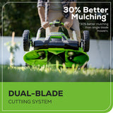 Greenworks 60V 25” Cordless (Self-Propelled) Lawn Mower (LED Lights + Aluminum Handles), 2 x 4.0Ah Batteries