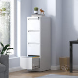 Gecheer 4 Drawer Vertical File Cabinet with Lock, Steel Office Filing Cabinet for A4 Legal Letter Size, Anti-Tilt Design, Full Extension Drawers, Home Office Storage, Easy Assembly