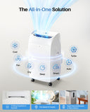 EnerGlow 12000BTU Portable Air Conditioner, 4-in-1 Cools 600 Sq.Ft, Quiet AC Unit with Fan & Dehumidifier, LED Display, Remote, Auto Swing, 24H Timer, Window Kit, for Bedroom/Office/Dorms/Apartment