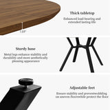 Round Dining Table Set for 6 People, 43.3"-59.1" Extendable Kitchen Table with 6 Upholstered Chairs, Space Saving for Kitchen Dining Room