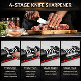 4-Stage Electric Knife Sharpener, Heavy Duty Knife Sharpener with 20° Precision Angle for Straight, Serrated & Ceramic Knives, 100% Diamond Abrasive, Resin Polishing