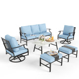 MIXPATIO 6-Piece Patio Conversation Set, Swivel Chairs, Coffee Table, Blue