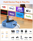 Mini Projector with WiFi and Bluetooth, Portable Movie Projector for iPhone, 1080P Supports with 3W Speaker, for Outdoor Home Theater, Compatible with iOS/Android/PC/TV Stick/HDMI