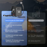 Ranein Portable Propane Water Heater with User-Friendly Control Knob Design, Built-in 4000mAh Rechargeable Battery, Instant Hot Water Pump & Showerhead for Camping, Hiking, RV, Outdoor & Travel