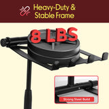 Portable Folding Laptop Stand - Standing Table with Adjustable Angle, Foldable Height and Four Prong Anti-Slip Tray for iPad