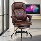 Big and Tall Office Chair with Footrest, Ergonomic Executive Desk Chair, High Back PU Leather Reclining Computer Chair for Home Office