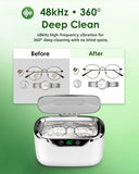 ByteRoll Ultrasonic Jewelry Cleaner, 24oz (700ml) Ultrasonic Cleaner with 48kHz High-Frequency, 5 Cleaning Modes, 304 Stainless Steel Tank, for Jewelry, Eyeglasses, Dentures, Coins, Watch Bands, Ring