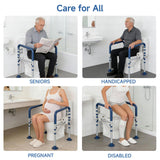 Loyoda Steel Toilet Safety Rail for Seniors with Adjustable Height and Width - 11.7lbs Heavy-Duty Foldable Toilet Handle for Toilet Support, Elderly and Accessibility Aid （Blue）