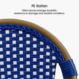 PURPLE LEAF Bar Stools French Rattan 30" Set of 2 Island, Royal Blue