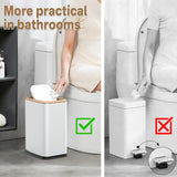 Trash Can with Swing Lid, Rustproof Stainless Steel Small Garbage Can for Narrow Spaces & Toilet Side