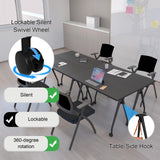 4 Pack Folding Black Training Tables with Wheels,Conference Table,47.2in