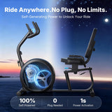 MERACH Recumbent Exercise Bike for Home, Self Powered Stationary Bike for Seniors Adults with 16-Level Automatic Resistance Adjustment, Resistance Bands
