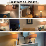 24.25" Modern Ceramic Blue Table Lamps Set of 2 for Living Room Bedroom Bedside Table Lamp for Night Stands Boho Nightstand Lamp Coastal Side End Table Lamps Reading Light Home Office Dorm Deco Gifts