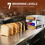 HTTSICHI Commercial Conveyor Toaster w/ 3 Slice Wide Slot, 450 Slice/hour Commercial Toaster w/ 14.1’’ Wide and 3‘’ Opening, Industrial Kitchen Cooking bagel w/Stainless Steel and Heavy Duty