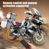 Zerbrikdxy RC Motorcycle Model for Adult, 1/6 Scale R1250GS Dynamic Motorbike Display with Ignition Sound, LED Lights & Spray Effect, Mechanical Model for Collectors Enthusiasts (Black)