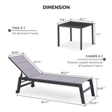 PURPLE LEAF Patio Chaise Lounge 2 Pieces with Wheels, Aluminum, Light Grey