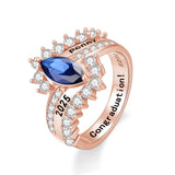 Oseew 2027 Women Senior Class Graduation Ring High School (Rose Gold)