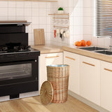 16.5 Gallon Large Wicker Trash Basket with Metal Liner,15x14x24 in Wicker Trash Can with Lid, Tall Wickers Waste Basket, Handwoven Trashs Cans for Bedroom Kitchen Living Room, Raw Wood Color